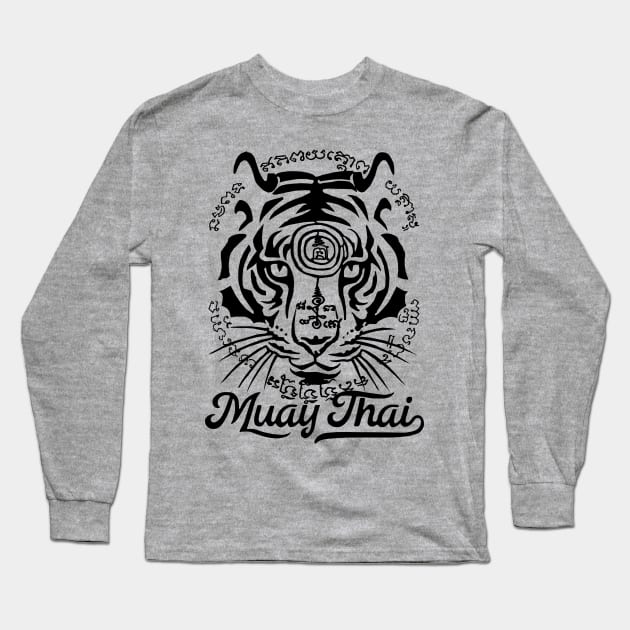 Muay Thai Sak Yant Long Sleeve T-Shirt by KewaleeTee